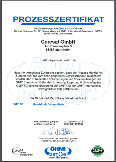 GMP+ Zertifikat